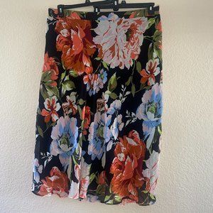 Roz & Ali Floral Midi Skirt with elastic waist and built in slip Women's 3X